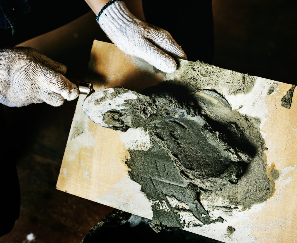 Handyman prepare cement use for construction