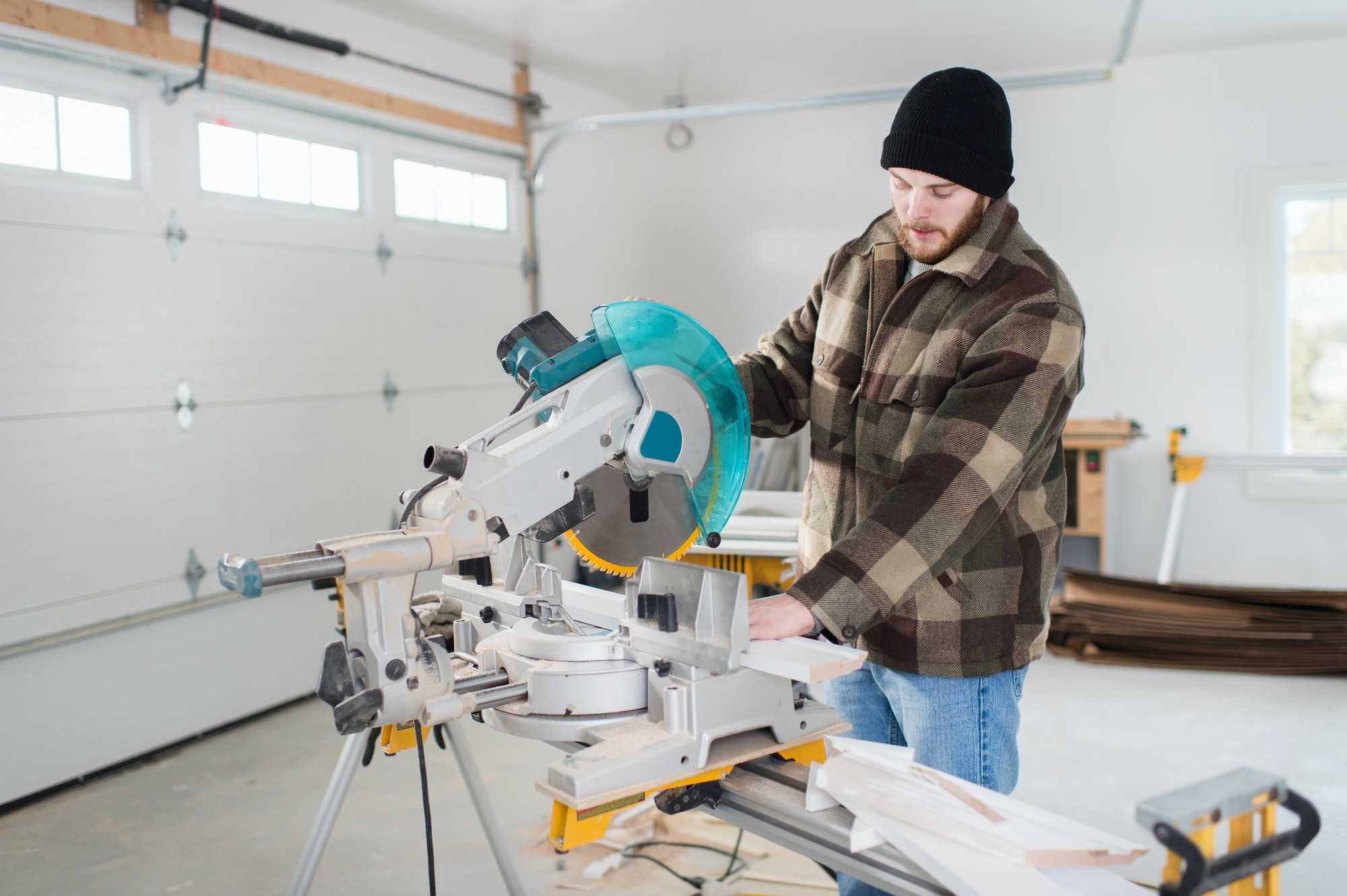 Carpenter working with power tools